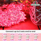 Pink Christmas Valentine's String Lights 100 Mini Incandescent Fairy Light Decor 20.6 Ft White Wire Indoor & Outdoor Party Patio Bedroom, Xmas Tree Garland Easter Holiday Decoration