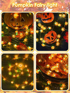 Fall Decorations 3D Pumpkin Fairy Lights Battery Operated with Remote, 10FT 30 LED Waterproof String Lights Outdoor Indoor with 8 Modes & Timer for Garland Harvest Party Thanksgiving Halloween Decor