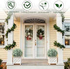 2 Pack White Artificial Christmas Tree, 24'' Outdoor Xmas Ball Tree,Fake Boxwood Topiaries with Spike,Faux Plants for Planters Urn Filler, Porch Potted Entrance Driveway Decor