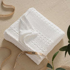 PHF 100% Cotton Waffle Weave Throw Blanket, Soft Lightweight Breathable Cozy Throws for Couch Bed Sofa, Luxury Aesthetic Woven Blanket for Home Decor & Office, 50"x60", White