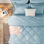 CozyLux King Size Comforter Set Light Blue - 7 Pieces Bed in a Bag King, Luxury Soft Bed Set for All Seasons, Bedding Set with Down Alternative Comforter, Sheets, Pillowcases & Shams