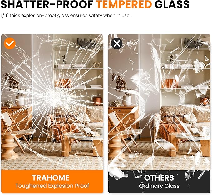 Bathroom Vanity Mirror for Wall, 55" x 30" Metal Framed Rectangular Bathroom Wall Mirror for Over Sink, HD Shatterproof Glass, Hangs Horizontally or Vertically(Black)