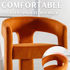 Modern Barrel Dining Chairs Set of 5, Velvet Upholstered Accent Side Chair with Arms Comfy Makeup Vanity Chairs, Dining Living Room Kitchen Chairs, Orange