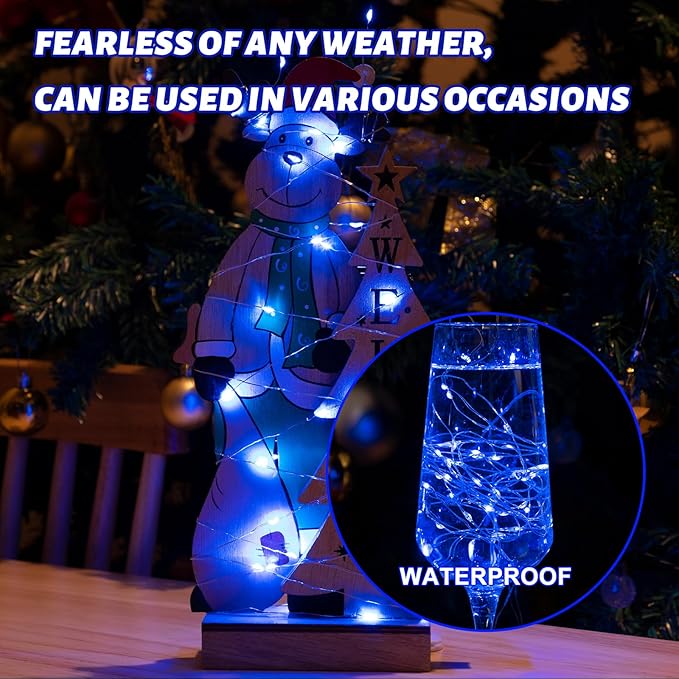 6PCS Fairy Lights Battery Powered with Remote, 7ft 20LEDs Blue Twinkle Mini Lights with Timer, Waterproof Small Silver Wire Firefly Starry for DIY Wedding Party Christmas