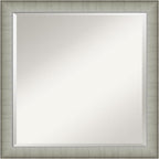 Amanti Art Silver Bathroom Mirror for Over Sink, 23x23 Elegant Brushed Pewter Narrow Square Vanity Mirror, Medium Casual Frame, Hangs Horizonally and Vertically, Bathroom Wall Decor, Beveled Edge