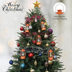 Orange Mini Lanterns Decorative 6-Pcs for Fall Halloween Thanksgiving Decoration, Small Western Lantern with LED Flickering Candle for Cowboy Camping Christmas Wedding Decor, Centerpiece Table