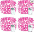 4 Pack 60 LED Christmas Fairy Lights Battery Operated with Timer, 20FT Waterproof Twinkle Lights Indoor Outdoor, String Lights for Bedroom, Wedding, DIY, Centerpiece, Christmas Decorations(Pink)