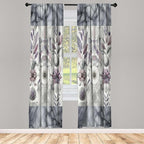 Ambesonne Geometric Floral Window Curtains, Classic Marble Print Ornate Leafy Flowers and Futurist Stripes, Lightweight Decor 2-Panel Set with Rod Pocket, Pair of - 28" x 95", Ceil Blue Laurel Green