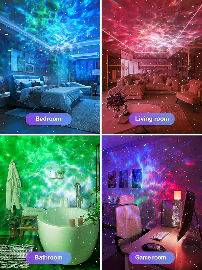 Star Projector, 15 Sounds & 15 Colors & Bluetooth Speaker, Galaxy Light Projector for Bedroom, Star Lights for Ceiling Projector, Kids Night Light