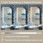 40x24 Inch Black LED Bathroom Mirror, Adjustable 3000K/4500K/6000K, Irregular Framed Lighted Bathroom Vanity Mirror with Lights, Anti-Fog, Stepless Dimmable, Wall Mounted