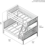 Max & Lily Bunk Bed Twin Over Full Size with Ladder, Solid Wood Platform Bed Frame with Ladder for Kids, 14" Safety Guardrails, Easy Assembly, No Box Spring Needed, White