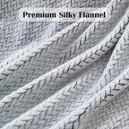 NEWCOSPLAY Super Soft Queen Blanket Frosty Dark Grey Premium Silky Flannel Fleece Leaves Pattern Lightweight Bed Blanket All Season Use (Frosty Dark Grey, Queen(90"x90"))