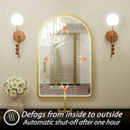 24x36 Inch Arched Gold LED Mirror for Bathroom, Adjustable 3000K/4500K/6000K, Wall Mounted Framed Lighted Bathroom Vanity Mirror with Lights, Anti-Fog, Dimmable, Memory Function