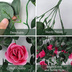 RECUTMS 2PCS Artificial Hanging Flowers 3.3Ft Fake Flower Plants for Home Room Garden Wedding Indoor Outdoor Decoration (Rose Red)