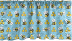 Ambesonne Cartoon Window Valance Pack of 2, Summer Style Funny Demonstration of Happy Flying Characters and Hexagon Comb, Rod Pocket Curtain Valances for Kitchen Bedroom, 42" X 12", Sky Blue Mustard