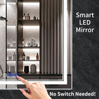 60"x30" LED Bathroom Mirror with Anti-Fog, Stepless Dimmable Lights, 3 Color Modes, Shatter-Proof Tempered Glass, Memory Function & Waterproof Design