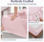 California Design Den Soft Twin Sheets Set - 400 Thread Count Sateen, 100% Cotton Sheets, Deep Pockets, Cooling and Durable Bedding Set for Dorm Rooms & Adults - Pink