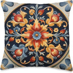 Traditional Norwegian Rosemaling Folk Art Throw Pillow