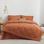 Love's cabin Full Comforter Set Terracotta, 7 Pieces Full Bed in a Bag, All Season Bedding Sets with 1 Comforter, 1 Flat Sheet, 1 Fitted Sheet, 2 Pillowcase and 2 Pillow Sham