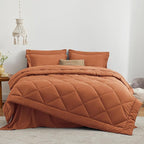 Love's cabin Twin XL Comforter Set Terracotta, 5 Pieces Twin XL Bed in a Bag, All Season Bedding Sets with 1 Comforter, 1 Flat Sheet, 1 Fitted Sheet, 1 Pillowcase and 1 Pillow Sham