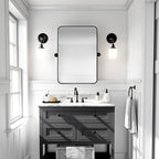 28" x 36" Pivot Rectangle Bathroom Mirror Tilting Beveled Black Metal Framed Vanity Mirrors for Wall, Tempered Glass