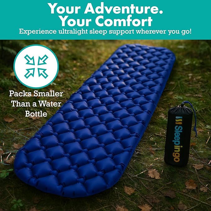 Ultralight Sleeping Mat - Inflatable & Compact Camping Air Mattress for Backpacking, Hiking- New