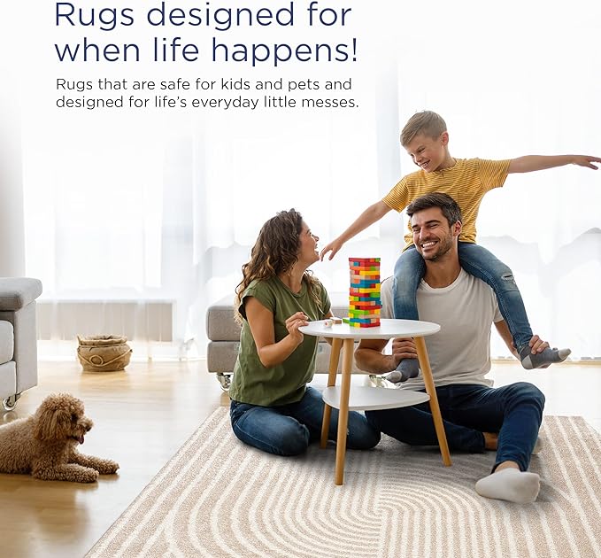 Abani Area Rug for Living Room -Nuevo 2' x 3' Beige Arch Pattern Area Rug, Soft and Durable Living Room Rug, Stain and Fade Resistant, Chic Modern Design, Pet & Kid Friendly