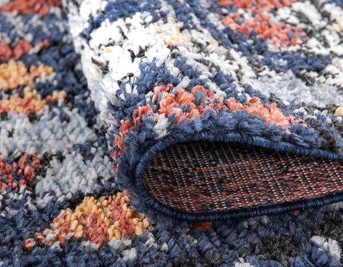 Rugs.com Morocco Collection Rug – 2' x 3' Navy Blue High-Pile Rug Perfect for Living Rooms, Large Dining Rooms, Open Floorplans