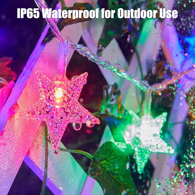 Brightown Star String Lights Battery Operated - 2 Pack 17 ft 50 LED Star Fairy String Lights with Remote and Timer, 8 Modes Waterproof for Bedroom Tent Loft Bed Patio Party Wedding Decor, Multicolor