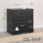 Prepac Rustic Ridge Farmhouse Nightstand Bedside Table, Black Nightstand for Bedroom, End Table with 3 Drawers 16.25"D x 27.5"W x 26.75"H