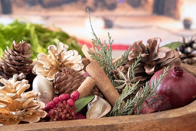 ANDALUCA Holiday Natural Pomegranate Pinecone Fragrance Potpourri with Fragrance Vial (Pomegranate Pinecone)
