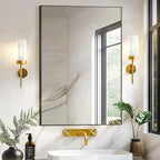 Bathroom Vanity Mirror for Wall, 36" x 24" Metal Framed Rectangular Bathroom Wall Mirror for Over Sink, HD Shatterproof Glass, Hangs Horizontally or Vertically(Black)