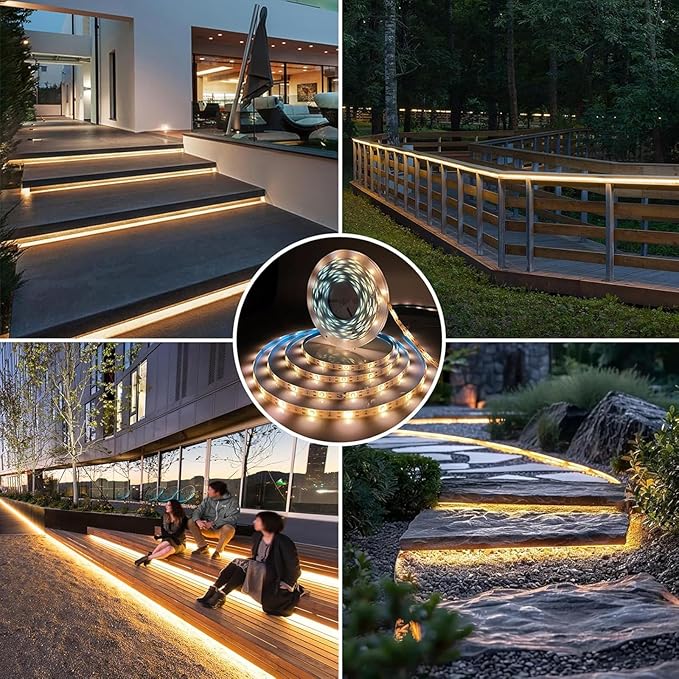Solar LED Strip Lights Outdoor Solar Powered Rope Light Waterproof 10FT Cuttable Tape Lighting with 8 Modes for Christmas, Fence, Outside, Stair, Step, Yard, Pool, Camping, Party, 1 Pack