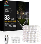 33FT White LED Rope Lights Outdoor,Flexible Tube Rope Lights Plug in,Connecting Rope Lights for Deck,Patio,Camping,Porch,Christmas Holiday Decoration