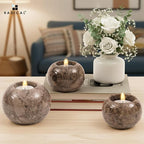 Radicaln Marble Tealight Candle Holder 4" Inches Oceanic Handmade Decorative Candle Accent for Wedding Table, Farmhouse Dining Table Centerpiece, Ideal Set of 3 Small Votive Candle Holders