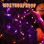 Brizled Purple & Orange Halloween Lights, 33ft 100 LED Halloween String Lights, 120V UL Certified Purple String Light Connectable Orange Mini Light Outdoor for Tree Garden Home Patio Decorations
