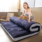 MAXYOYO Japanese Moon and Star Full Size Futon Mattress, Blue, Plush, 54"W x 80"L x 4"H, Foldable, Breathable, Reinforced Support, Moon and Star Pattern, Bedroom, Floor, Guest Room, Tent, Teepee