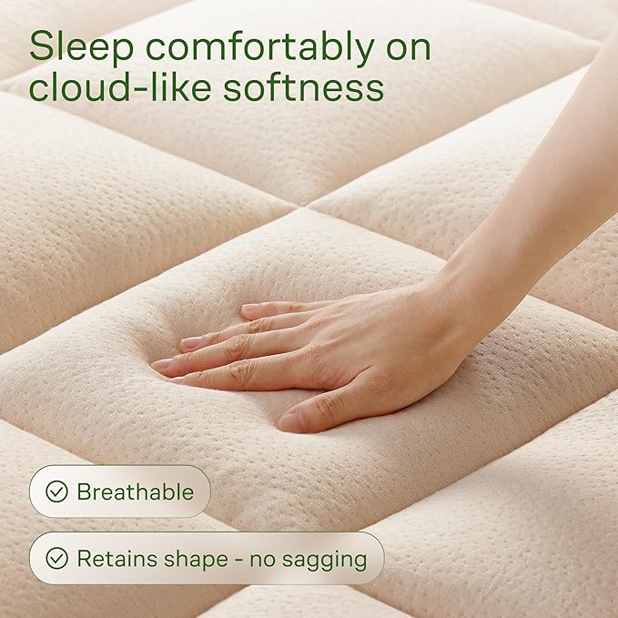 Ultra Soft Twin XL Size Mattress Topper - Viscose Made from Bamboo Pillow Top Mattress Pad for Back Pain Relief - Naturally Cooling for Hot Sleepers, Beige