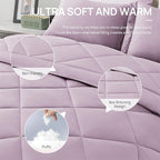 Love's cabin California King Comforter Set Light Purple, 7 Pieces California King Bed in a Bag, All Season Bedding Sets with 1 Comforter, 1 Flat Sheet, 1 Fitted Sheet, 2 Pillowcase and 2 Pillow Sham