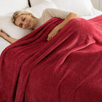 Exclusivo Mezcla Fleece Bed Blanket King Size, Super Soft and Warm Blankets for Couch, Sofa and Bed Waffle Textured, Cozy, Fuzzy and Lightweight (Deep Red, 90x104 Inches)