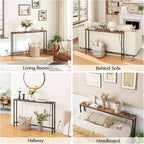 HOOBRO 47.2" Narrow Console Table with Power Outlet, 5.9" Behind Couch Table with Charging Station, Long Sofa Side Table, Skinny Entryway Table for Living Room, Hallway, Foyer, Rustic Brown BF15XG01G1