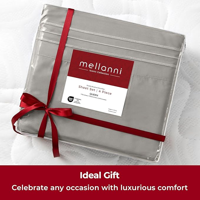 Mellanni Twin Sheets Set - 3 PC Iconic Collection Bedding - Hotel Luxury, Extra Soft, Cooling Bed Sheets - Wrinkle, Fade, Stain Resistant (Twin, Taupe)