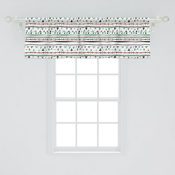 Ambesonne Tribal Window Valance, Style Traditional Aztec Pattern Old Fashioned Hippie Boho Influences, Curtain Valance for Kitchen Bedroom Decor with Rod Pocket, 42" x 18", Sea Green