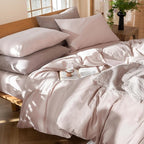 MooMee Bedding Duvet Cover Set 100% Washed Cotton Linen Like Textured Breathable Durable Soft Comfy (Heathered Greyish Pink, Twin 68"x90")