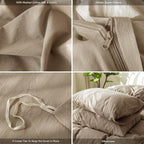 MooMee Bedding Duvet Cover Set 100% Washed Cotton Linen Like Textured Breathable Durable Soft Comfy (Solid Mocha Brown, Super King 108"x98")