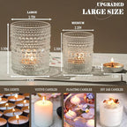 24pcs Large Votive Candle Holder, 2.7 * 3.5in Clear Glass Tea Light Candle Holders Bulk for DIY Wax Wedding Table Decor & Christmas Thanksgiving