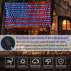 HYH American Flag Lights Outdoor Solar String Lights with 420 Super Bright LED Waterproof Flag Net Light of The United States for Yard,Garden,Festival,Holiday,4th of July,Independence Day Decoration