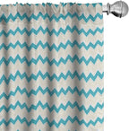 Ambesonne Teal Curtains, Horizontal Zigzag Lines Chevron Triangles Pattern Simple Classical Geometric Design, Window Treatments 2 Panel Set for Living Room Bedroom, Pair of - 28" x 95", Cream Teal