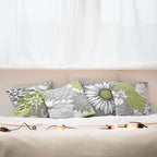 Ambesonne Floral Throw Pillow Cushion Case Pack of 4, Flower Petals Color Palette Chamomile Peony Dahlia and Sunflower, Accent Double-Sided Digital Printing, 18", Grey Pastel Green