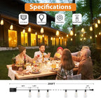 Brightever 200FT Outdoor String Lights with Remote, 2700K/4000K/5000K Selectable LED String Lights for Outside with 100+4 ST38 Edison Bulbs, 3 Modes Dimmable Patio Lights Waterproof for Camping, Deck